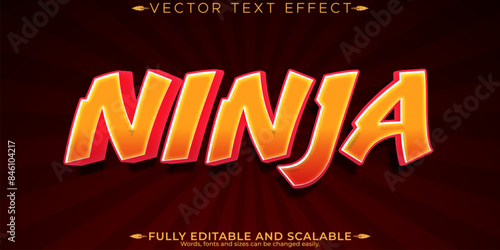Katana text effect, editable samurai and blade customizable font style