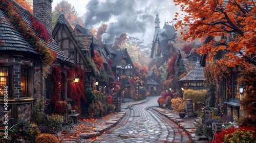 Serene Autumn Village