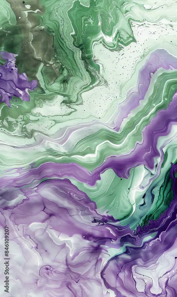 Obraz premium Abstract marble background with lavender and green pattern. Liquid marble texture