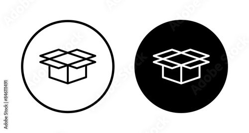 Box icon vector isolated on white background. Cardboard box, packaging open. Box vector icon