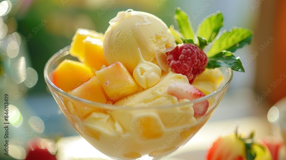 With each bite our taste buds are transported to a faroff island as we savor the tropical fruit gelato. With each bite our taste buds are transported to a faroff island as we savor the tropical fruit gelato.