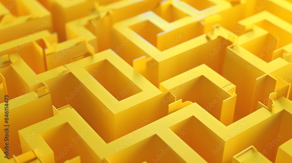 Abstract folded paper effect. Bright colorful yellow background. Maze made of paper. 3d rendering. Abstract folded paper effect. Bright colorful yellow background. Maze made of paper. 3d rendering.