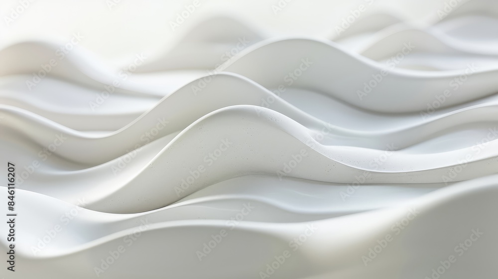 Obraz premium Abstract white waves flow gracefully against a clean background, evoking a sense of purity and simplicity