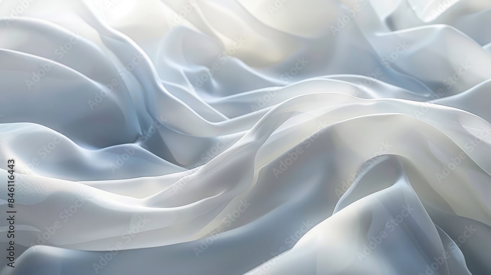 Abstract white waves flow gracefully against a clean background, evoking a sense of purity and simplicity Abstract white waves flow gracefully against a clean background, evoking a sense of purity and simplicity
