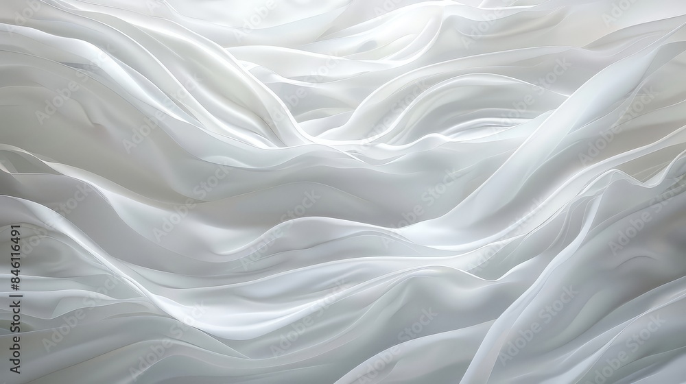Abstract white waves flow gracefully against a clean background, evoking a sense of purity and simplicity Abstract white waves flow gracefully against a clean background, evoking a sense of purity and simplicity