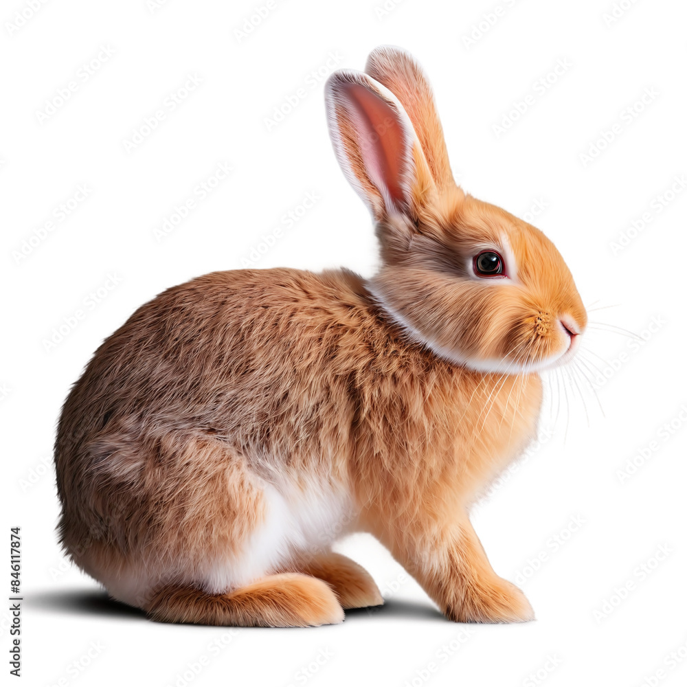 Obraz premium Studio Portrait of Cute Rabbit Isolated on Transparent Background