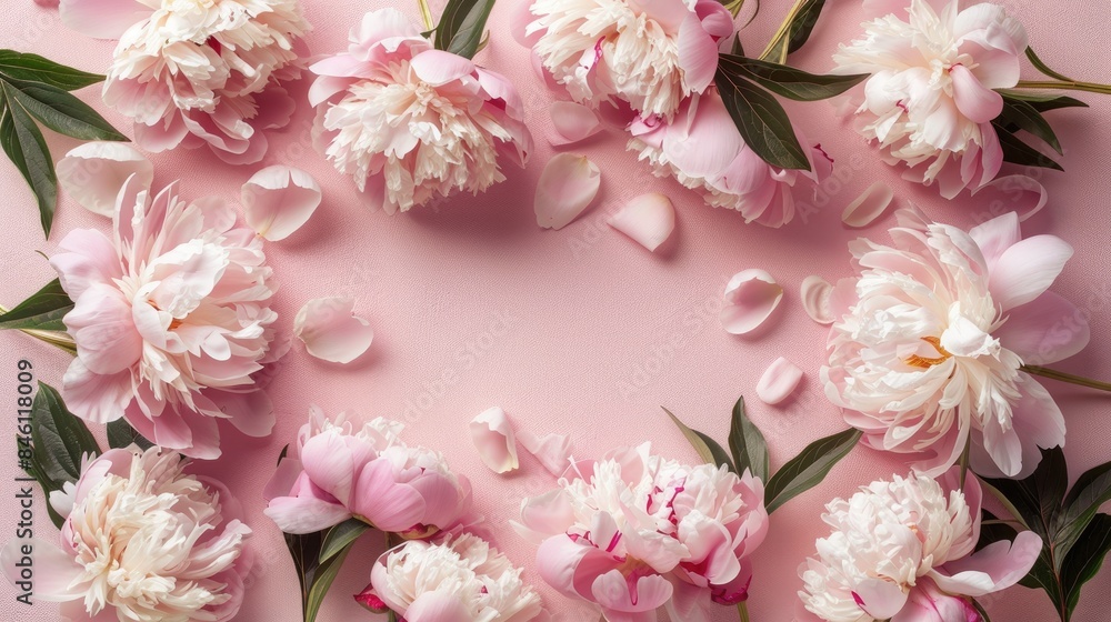Elegant blooms arranged in a rectangular shape on a vibrant background, forming a captivating frame with negative space in the center. Elegant blooms arranged in a rectangular shape on a vibrant background, forming a captivating frame with negative space in the center.