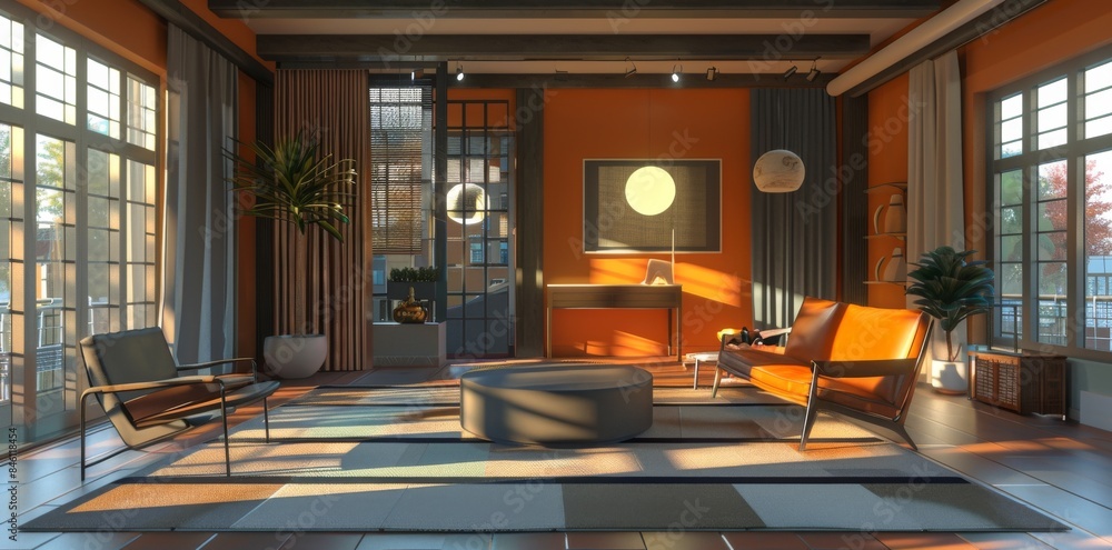 Stylish Interior Decor with Plants and Wood. Home Improvement Concept Stylish Interior Decor with Plants and Wood. Home Improvement Concept