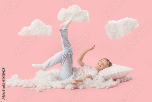 Adorable girl with white cl...