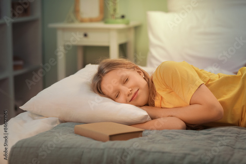 Adorable girl fell asleep w...