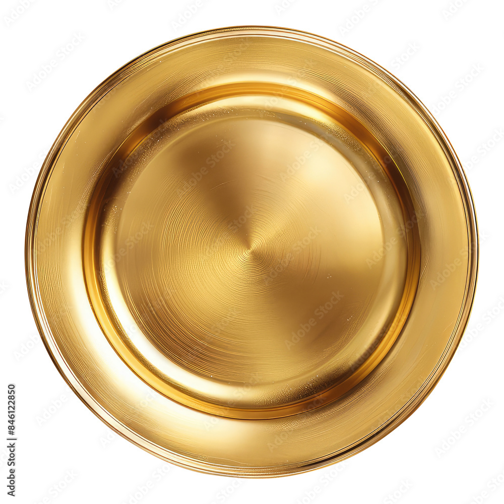 golden plate isolated on transparent white background, clipping path golden plate isolated on transparent white background, clipping path