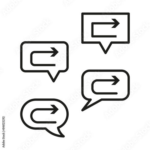 Chat bubble vector. Messaging icons set. Arrows in speech bubbles. Simple communication symbols.