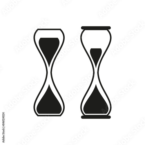 Two Hourglass Icons. Classic Time Concept. Minimalist Vector Art.