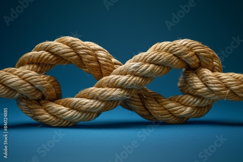 Twisted rope in infinity shape on blue background