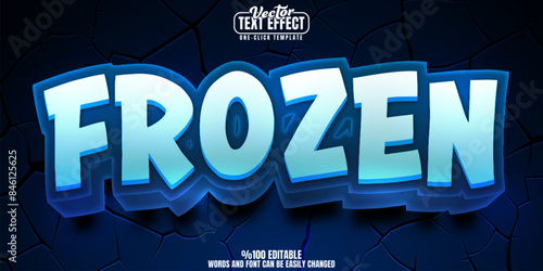 Frozen editable text effect, customizable snow and ice 3D font style