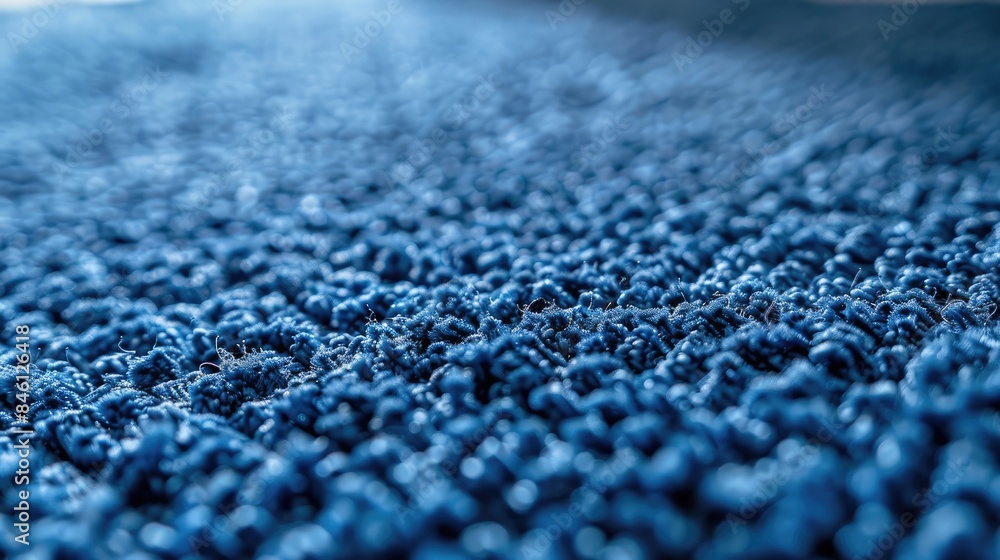 Close up view of blue textile carpet covering Close up view of blue textile carpet covering