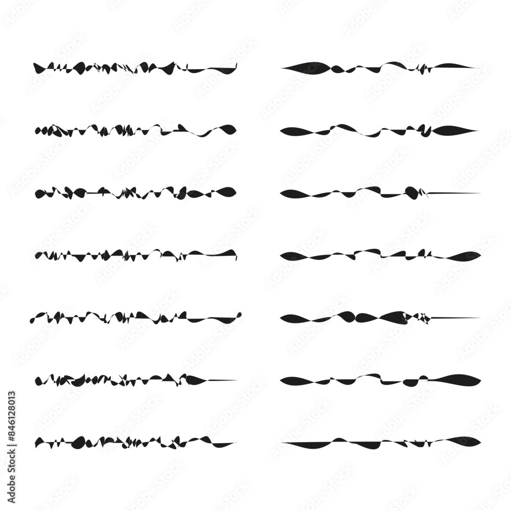 Obraz premium Abstract line patterns. Various styles. Black on white vector. Simple design.