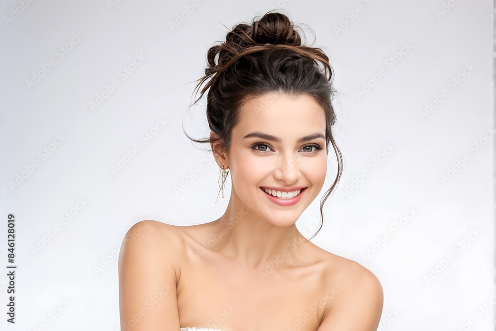 Portrait of a Beautiful Young Woman with Pristine Skin, Highlighting Face Care, Cosmetology, and Spa Portrait of a Beautiful Young Woman with Pristine Skin, Highlighting Face Care, Cosmetology, and Spa