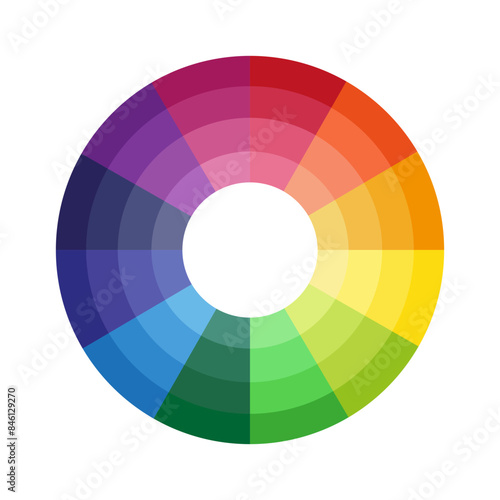 Color wheel vector. Circular gradient spectrum. Rainbow palette illustration. Vibrant design graphic.
