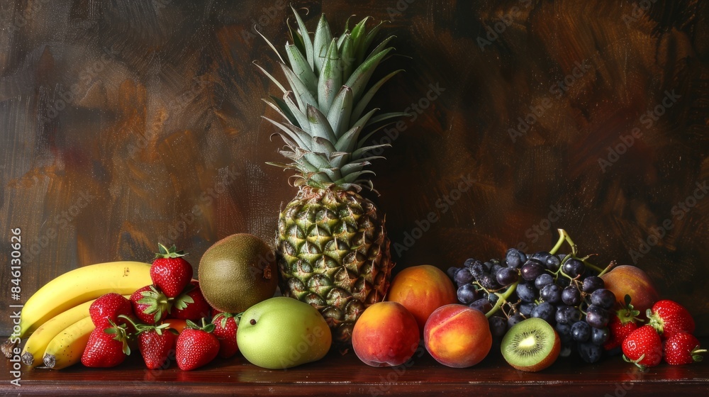 tropical fruits arranged on a table generative ai tropical fruits arranged on a table generative ai