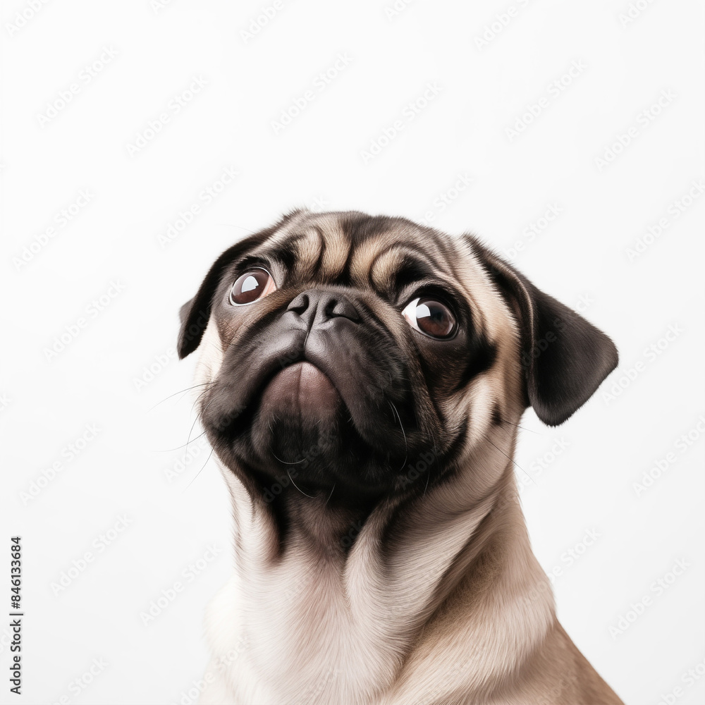 Pug dog looking up Pug dog looking up