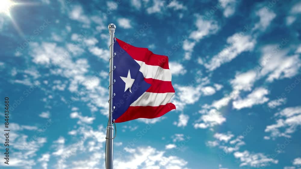 Cuba Flag Waving With Clouds Cuba Flag Waving With Clouds