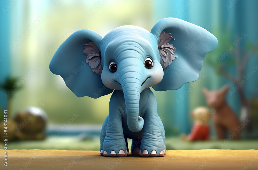 Cute little cartoon elephant. generative AI Cute little cartoon elephant. generative AI