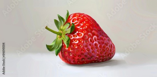 Juicy Strawberry on Wooden Surface. Natural and Fresh Ingredients photo