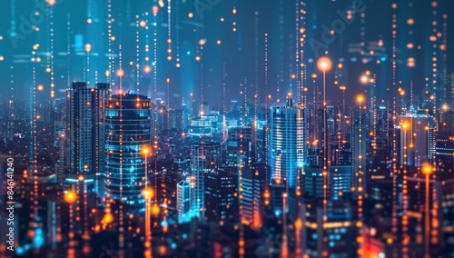 Futuristic Cityscape with Digital Connections © bissmillah