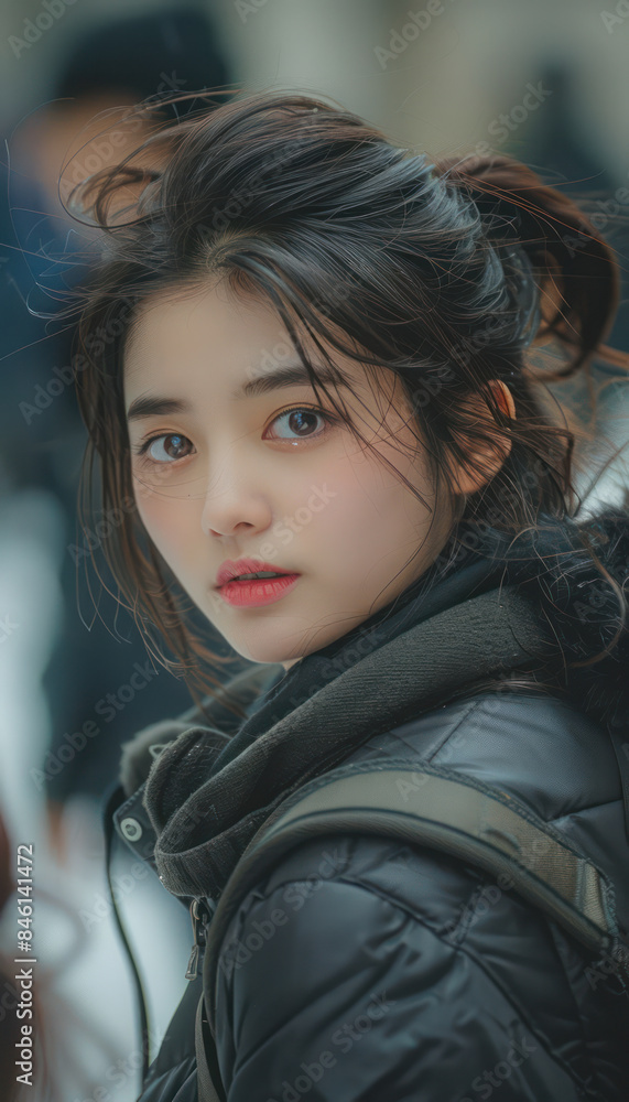 Captivating Portrait of a Young Woman in Winter Attire with Expressive Eyes, Stylish Hair, and Serene Outdoor Background, Perfect for Fashion, Lifestyle, and Emotional Photography Inspiration Captivating Portrait of a Young Woman in Winter Attire with Expressive Eyes, Stylish Hair, and Serene Outdoor Background, Perfect for Fashion, Lifestyle, and Emotional Photography Inspiration