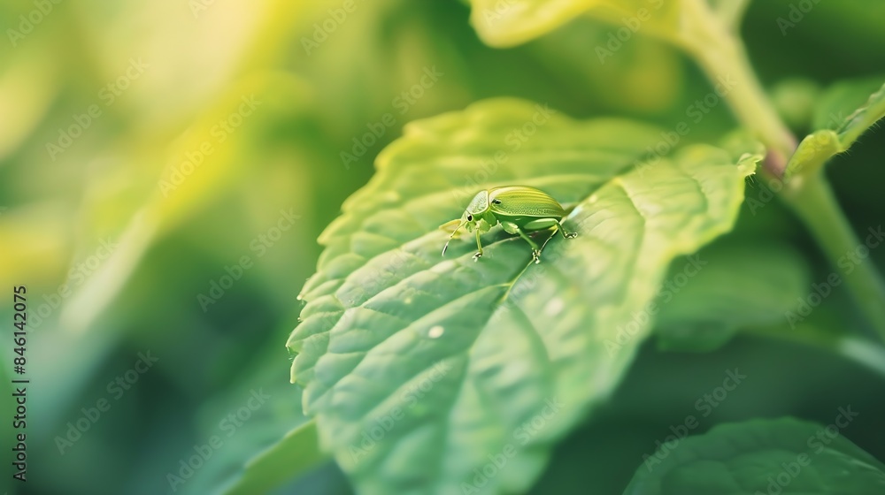Common Green Shieldbug young one not yet fully grown Note the camouflage colours make it hard to see on the leaf : Generative AI Common Green Shieldbug young one not yet fully grown Note the camouflage colours make it hard to see on the leaf : Generative AI