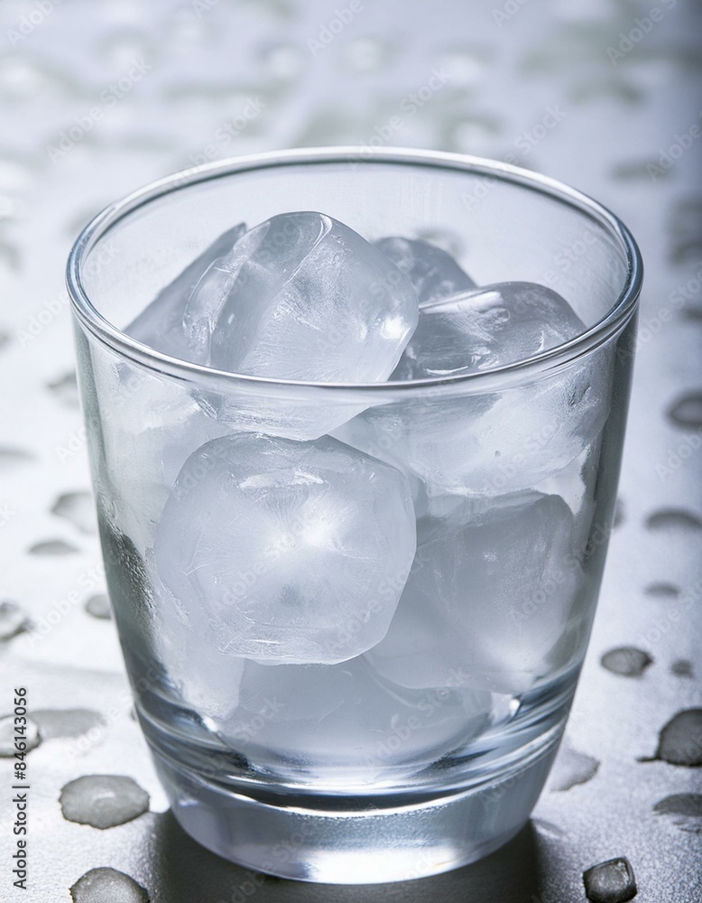 Ice filled in a transparent glass cup. Ice filled in a transparent glass cup.