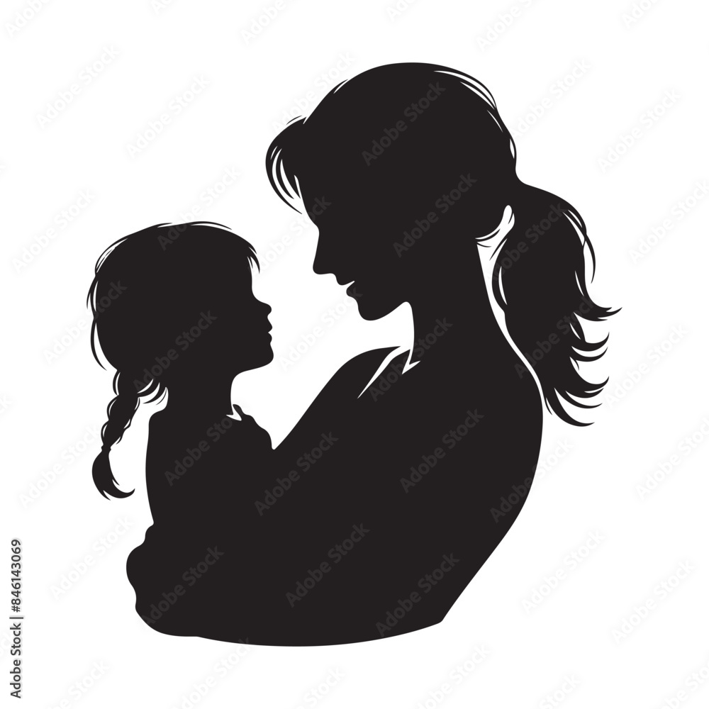 Silhouette of mother and daughter. Vector isolated illustration Silhouette of mother and daughter. Vector isolated illustration