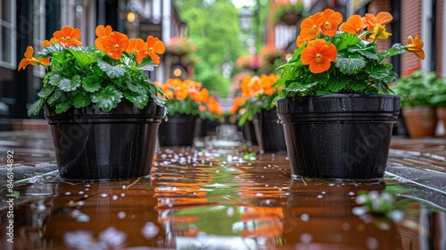 street in the vilages with with water in the street   photo