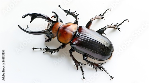 One large Japanese stag beetle with one white background : Generative AI photo