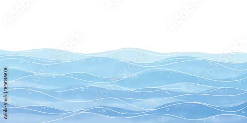 Ocean wave curve line vector background. Abstract ocean splashing waves. Luxury design with underwater plants and watercolor splash. Template design for text, packaging and prints.