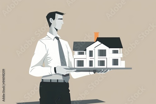 Illustration of Architect Presenting Urban Construction Project photo