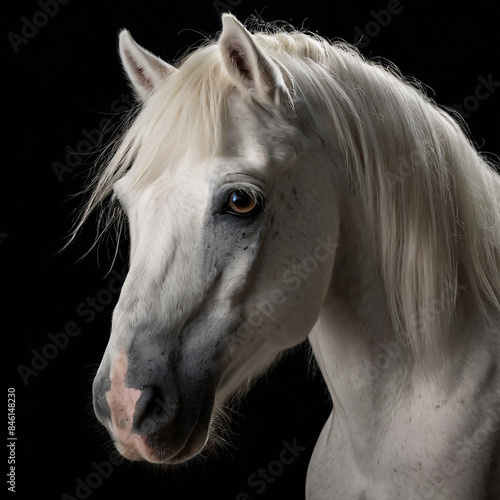 White andalusion horse with black background
