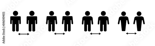 Social distance icon set. social distancing icon. self quarantine sign