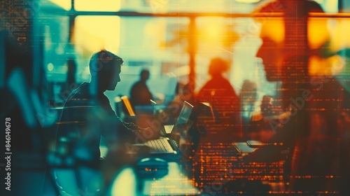 Wallpaper Mural A team of IT experts engaged in a hackathon event. Teamwork, blurred background, with copy space Torontodigital.ca