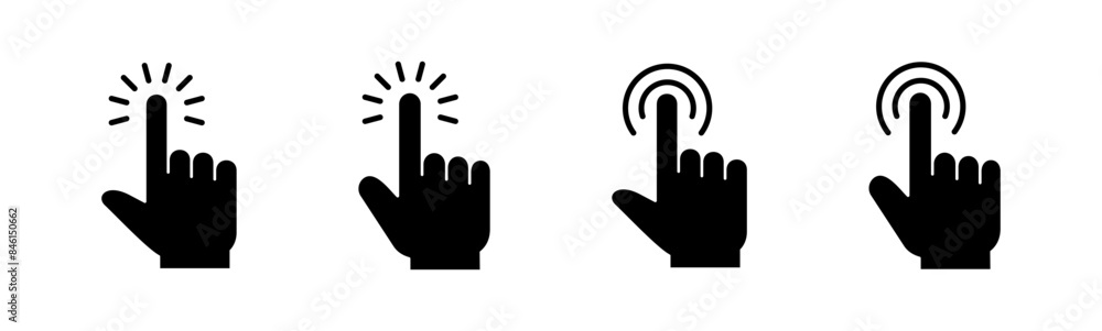 Hand click icon set. pointer icon vector. hand cursor icon vector Hand click icon set. pointer icon vector. hand cursor icon vector