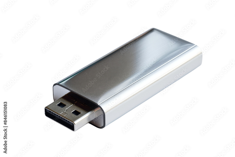 Silver USB Flash Drive isolated on white background Silver USB Flash Drive isolated on white background
