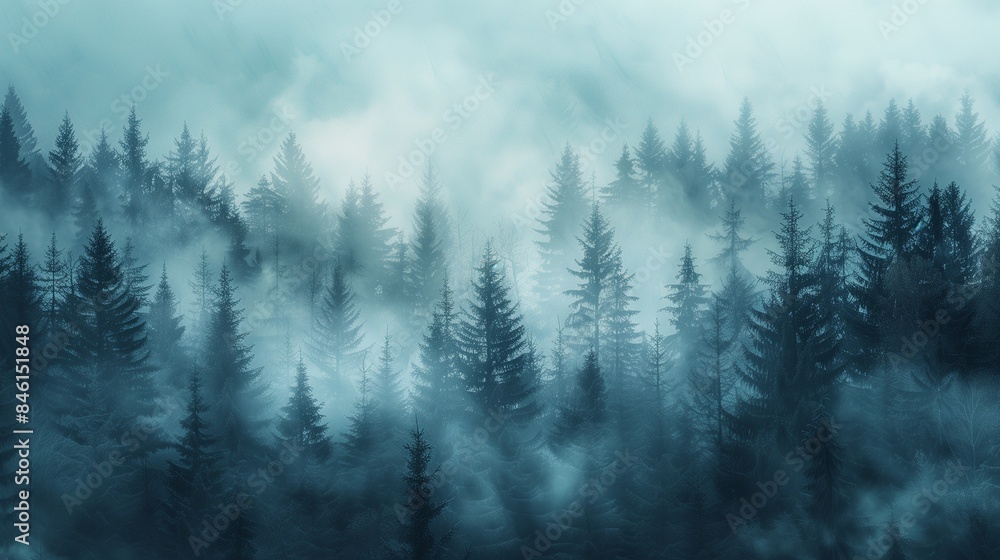 Fototapeta premium Misty Forest with Fading Trees