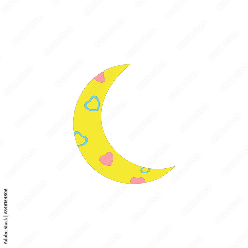 Crescent moon with heart design vector illustration. Romance elements. Crescent moon with heart design vector illustration. Romance elements.