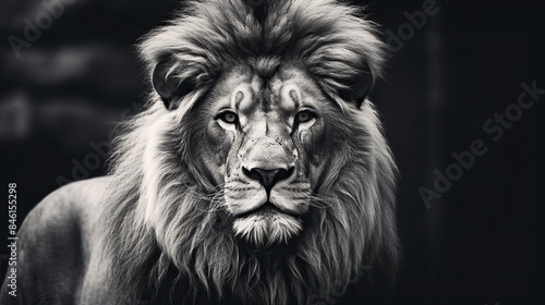 Portrait of a lion in black and white © Ren
