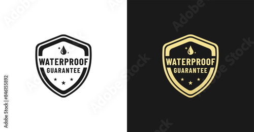 Waterproof guarantee insignia or logo vector isolated in Flat Style. Waterproof guarantee logo for product packaging design.