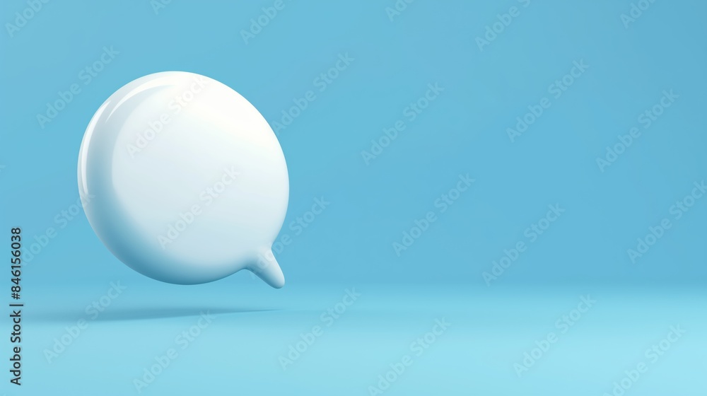 3D illustration of a white speech bubble on a light blue background. 3D illustration of a white speech bubble on a light blue background.