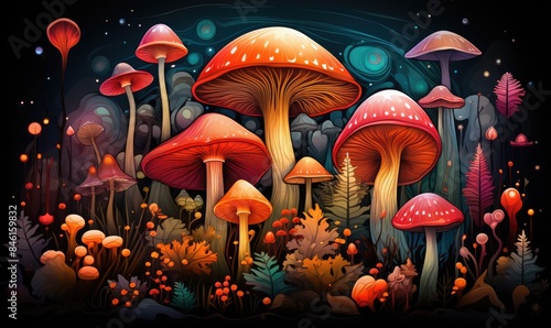Enchanted Forest of Mushrooms photo