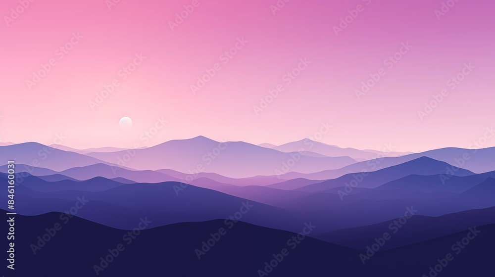 Fototapeta premium Serene Sunset Over Layered Mountain Ranges