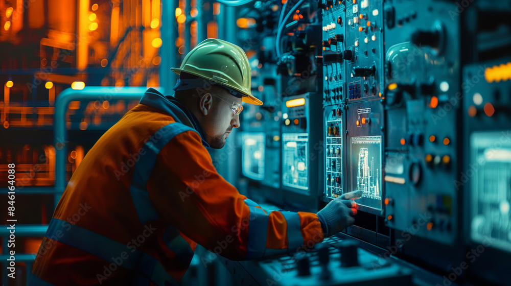 portrait of an engineer working on a power plant portrait of an engineer working on a power plant